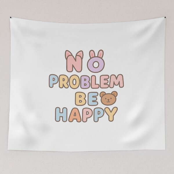 Item preview, No Problem Be Happy – Cute Typography with Animal Ears Sticker designed and sold by KawaiiOrbit.