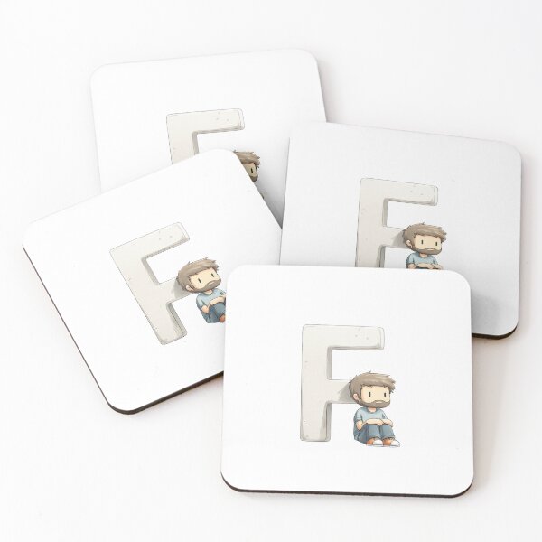 Item preview, Bearded Man Sitting in Front of Giant Letter F Illustration designed and sold by JunsH.