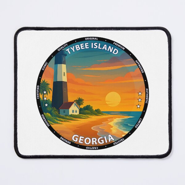 Item preview, Tybee Island Georgia Travel Poster - Coastal Beach Art & Lighthouse Illustration USA designed and sold by inkNext.