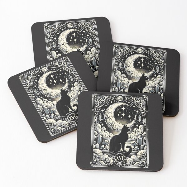 Item preview, Magical Tarot Card Black Cat And Crescent Moon Vintage Cat designed and sold by AnabiaKolat.