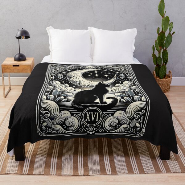 Item preview, Magical Tarot Card Black Cat And Crescent Moon Vintage Cat designed and sold by AnabiaKolat.