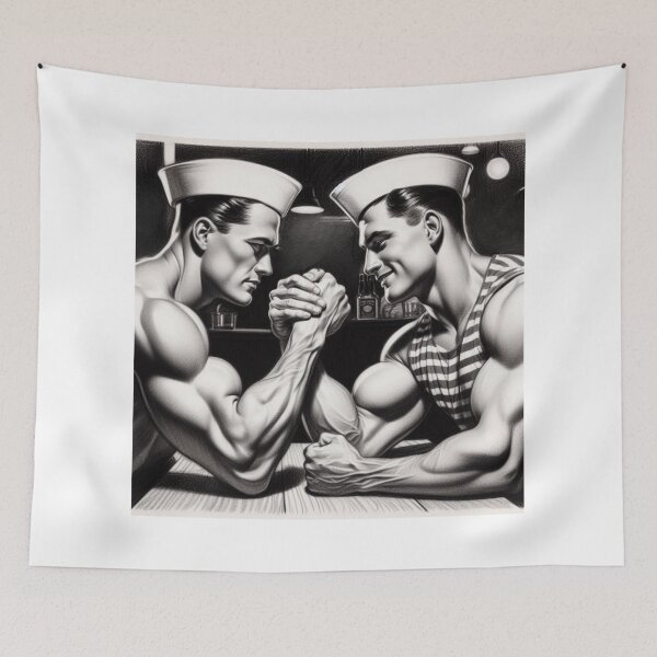 Item preview, 1950s Vintage Gay Sailor "After Midnight" San Francisco Tom of Finland Tribute Gay Pride Graphic Design designed and sold by ItsAKinkThing.
