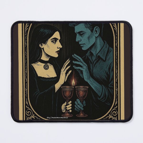 Item preview, Gothic Tarot Two of Cups – Dark Romance Illustration designed and sold by HealerMoonHuntressDesigns.