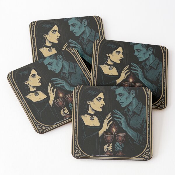 Item preview, Gothic Tarot Two of Cups – Dark Romance Illustration designed and sold by HealerMoonHuntressDesigns.