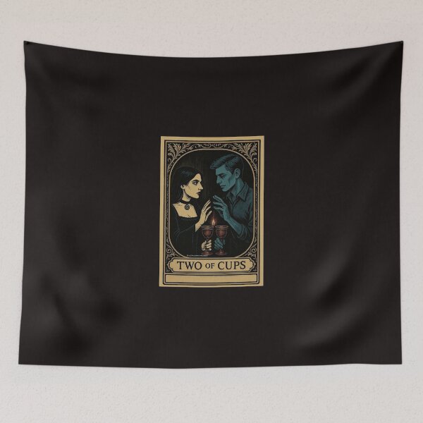 Item preview, Gothic Tarot Two of Cups – Dark Romance Illustration designed and sold by HealerMoonHuntressDesigns.