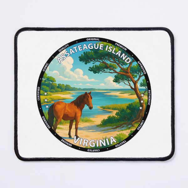 Item preview, Assateague Island Virginia Travel Poster - Wild Horses & Coastal Landscape USA designed and sold by inkNext.