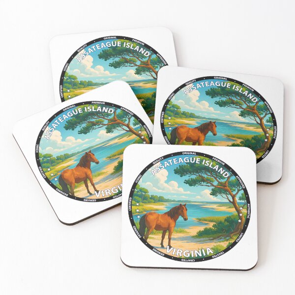 Item preview, Assateague Island Virginia Travel Poster - Wild Horses & Coastal Landscape USA designed and sold by inkNext.