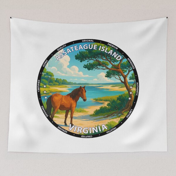 Item preview, Assateague Island Virginia Travel Poster - Wild Horses & Coastal Landscape USA designed and sold by inkNext.