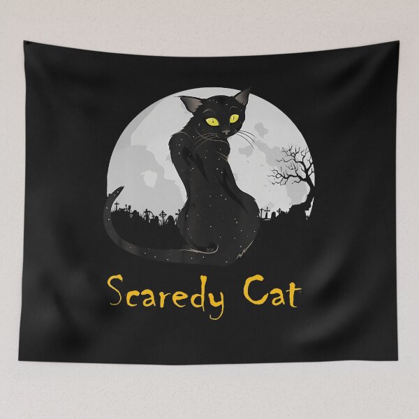 Item preview, Scaredy Cat - Halloween Black Cat With Full Moon (C) designed and sold by titusfacund.