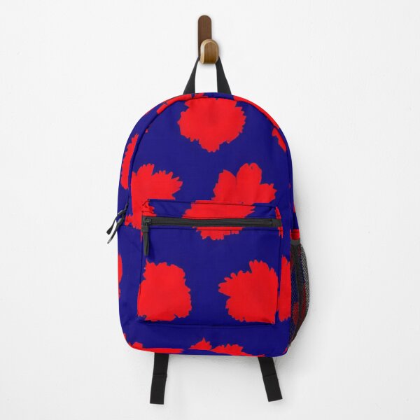 Item preview, Vivid Red Abstract Flowers on Deep Blue Background in Repeated Pattern designed and sold by Rue Market.