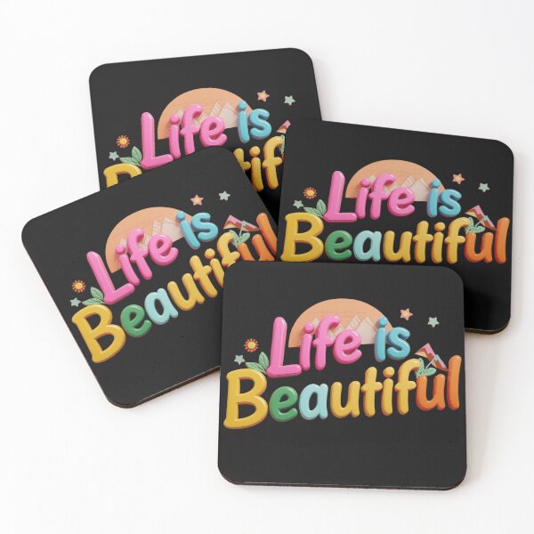 Item preview, Life Is Beautiful Colorful 3D Typography – Positive Quote Graphic Design designed and sold by WovennDesigns.