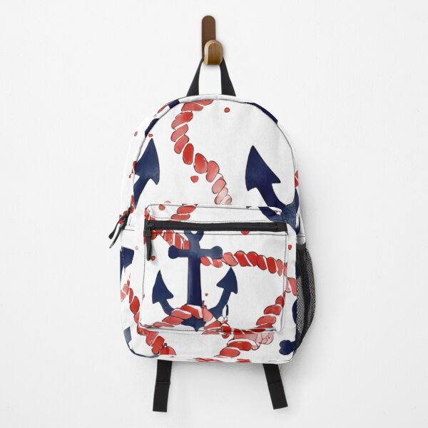 Item preview, Nautical Pattern with Anchors and Red Ropes on a White Background designed and sold by Rue Market.