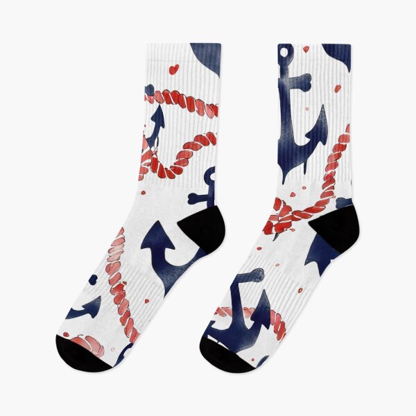 Item preview, Nautical Pattern with Anchors and Red Ropes on a White Background designed and sold by Rue Market.