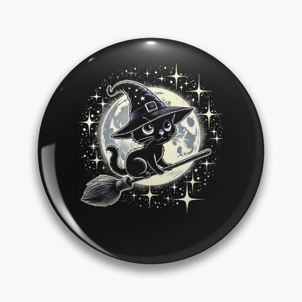Item preview, Witchy Black Cat On A Broomstick With Full Moon Halloween designed and sold by titusfacund.
