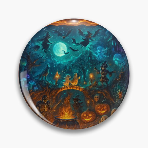 Item preview, Mystical Blue Halloween Pumpkin Night Scene designed and sold by Zouky.art.