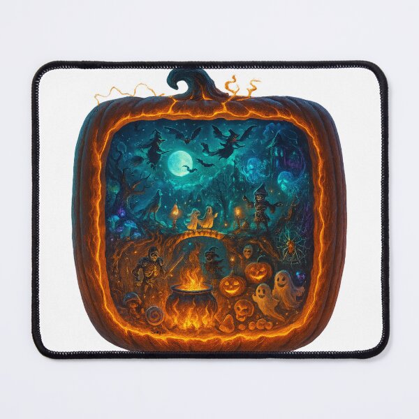 Item preview, Mystical Blue Halloween Pumpkin Night Scene designed and sold by Zouky.art.