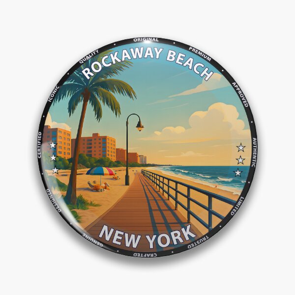 Item preview, Rockaway Beach - New York Summer Coastline Illustration USA designed and sold by inkNext.