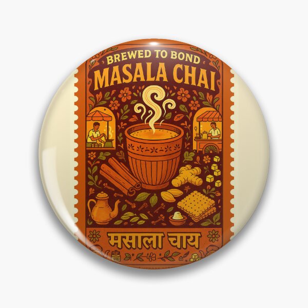 Item preview, Masala Chai Poster- Brewed to Bond  | Vintage Stamp-Style Indian Tea Art | Chai Lover Art designed and sold by The Uphaar Store.