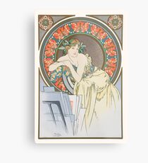 HD. Woman with Poppies, by Alphonse Mucha (1898) HIGH DEFINITION (Original colors) Metal Print