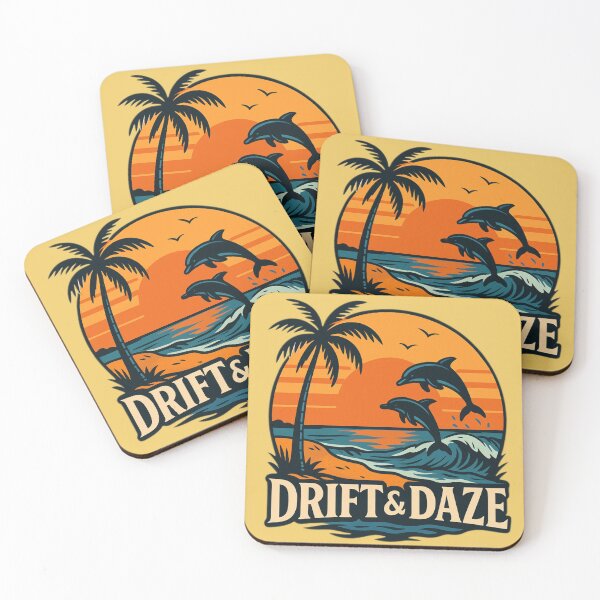 Artikelvorschau, „Drift & Daze – Delfine bei Sonnenuntergang | Küstenstrand-Vibes“ entworfen und verkauft von Drift & Daze.