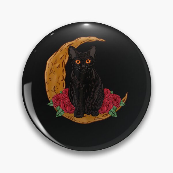 Item preview, Black Cat Yellow Eyes Kitten Crescent Moon And Rose Cats designed and sold by titusfacund.