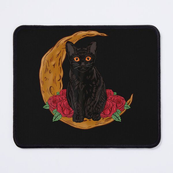 Item preview, Black Cat Yellow Eyes Kitten Crescent Moon And Rose Cats designed and sold by titusfacund.