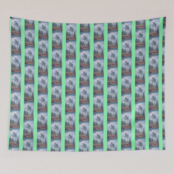 Item preview, Misty Castle with Fiery Tower designed and sold by Yesenia Fuller.