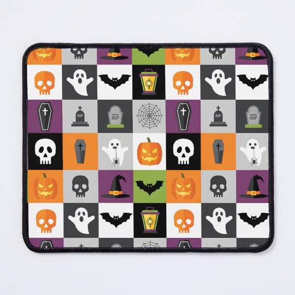 Item preview, Halloween Icon Grid Seamless Pattern – Pumpkins, Ghosts, Skulls designed and sold by The Classics Freak.