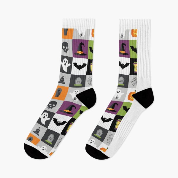 Item preview, Halloween Icon Grid Seamless Pattern – Pumpkins, Ghosts, Skulls designed and sold by The Classics Freak.