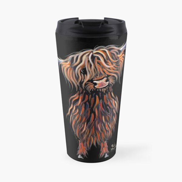 Scottish Hairy Highland Cow ' WEE MAC ' by Shirley Macarthur Travel Mug