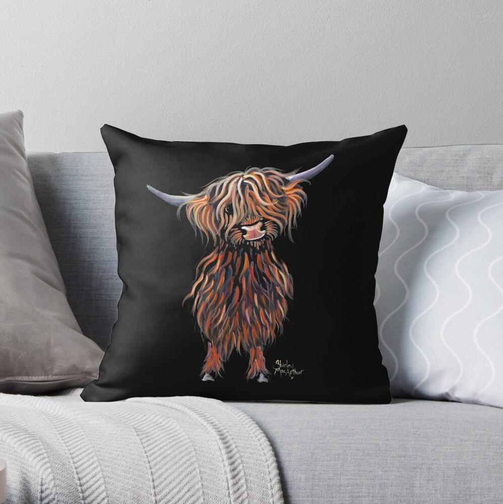 highland cow throw pillow