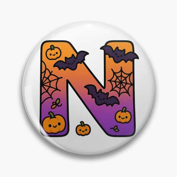 Item preview, Halloween Letter N – Cute Kawaii Cartoon with Spooky Details designed and sold by PrintCreations9.