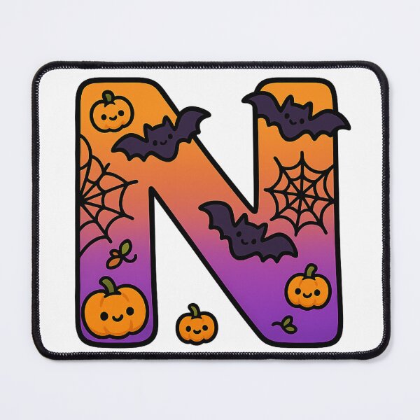 Item preview, Halloween Letter N – Cute Kawaii Cartoon with Spooky Details designed and sold by PrintCreations9.