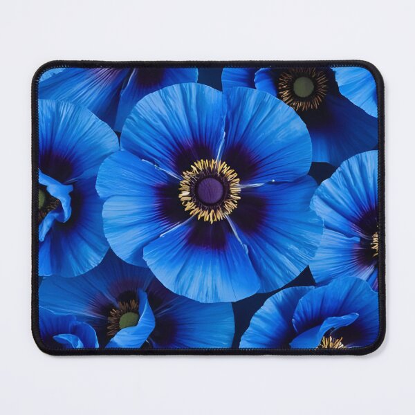 Item preview, Vivid Blue Poppy Flowers in Full Bloom With Detailed Texture and Vibrant Colors designed and sold by Rue Market.