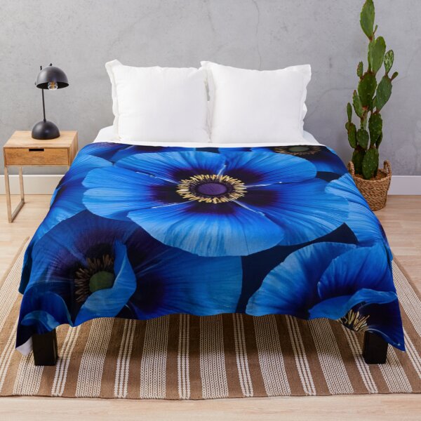 Item preview, Vivid Blue Poppy Flowers in Full Bloom With Detailed Texture and Vibrant Colors designed and sold by Rue Market.
