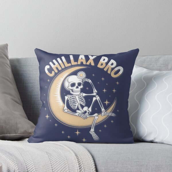 Item preview, Chillax Bro Skeleton on Moon Daisy Flower designed and sold by JamescwStudio.