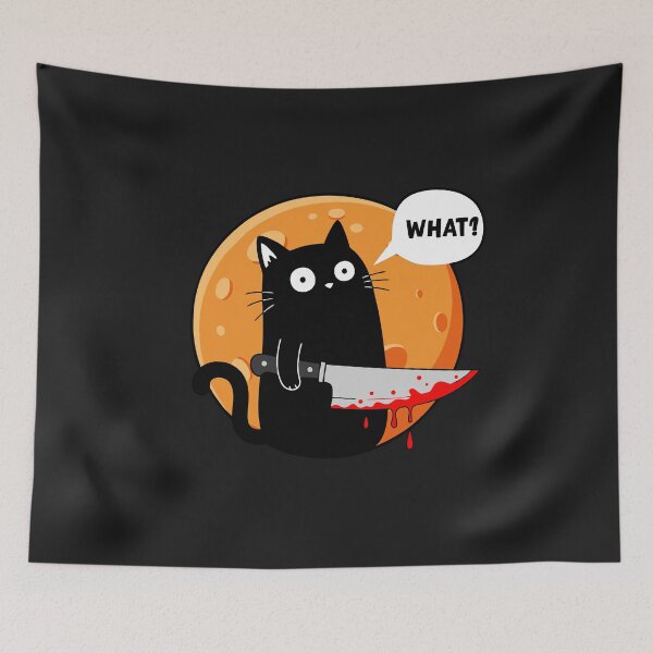Item preview, Black Cat Halloween Night Cat With Knife What  designed and sold by alenaz.