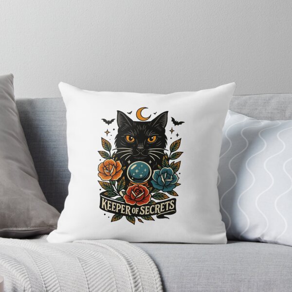 Item preview, Mystic Cat – Keeper of Secrets Neo-Traditional Tattoo Art designed and sold by ALITOPRINCE.
