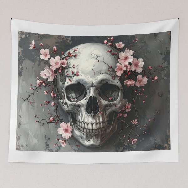 Item preview, Decorative skull with blossoms designed and sold by CreativeLarysa.