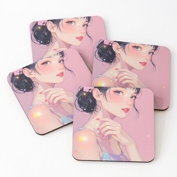 Item preview, Asian woman on pink with flowers designed and sold by Working-Woman.