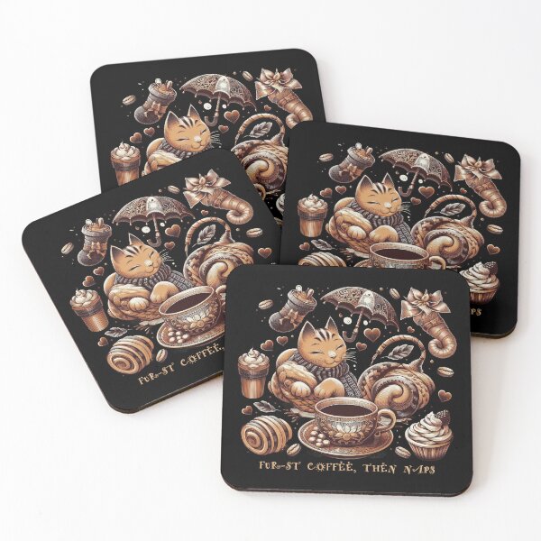 Item preview, fur-st coffee, then naps, vintage graphics, a gift for a cat and coffee lover,  designed and sold by miro-bob-design.