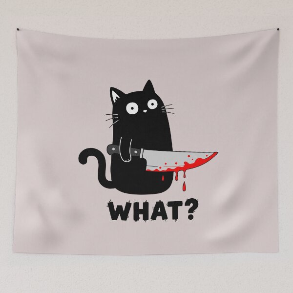 Item preview, Murderous Cat With Knife Black Cat What? designed and sold by alenaz.