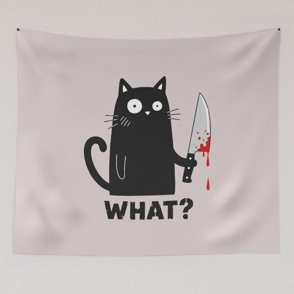 Item preview, Halloween Murderous Black Cat With Knife What? Cat Funny designed and sold by alenaz.