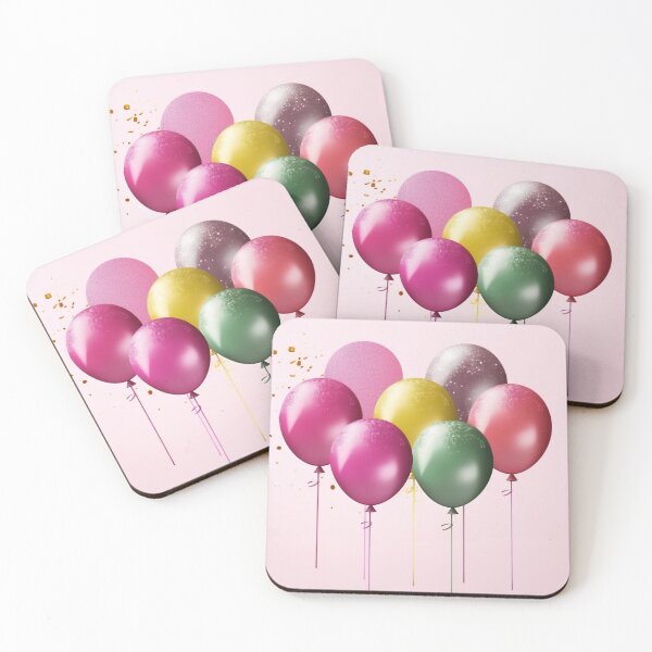 Item preview, Set of multicolored metallic glossy colors balloons with strings with sparkles on the background. For birthdays, parties, weddings or promotion banners or posters. Vivid and realistic illustration designed and sold by anytka.