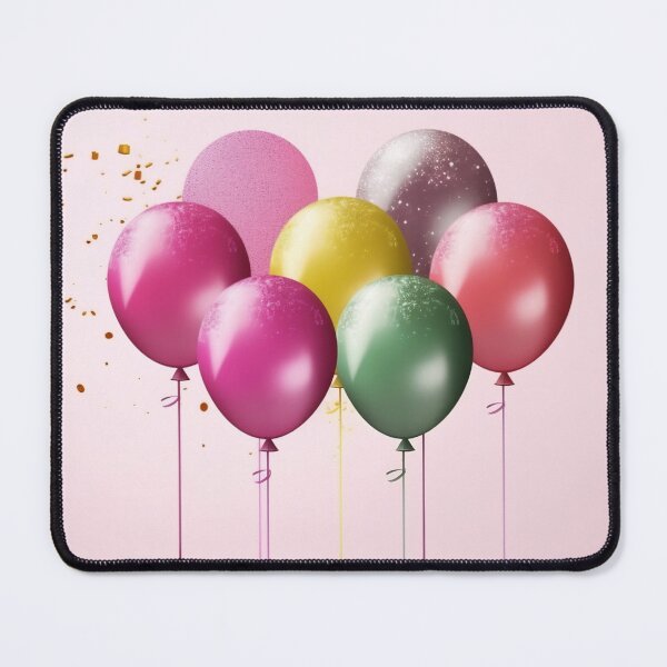 Item preview, Set of multicolored metallic glossy colors balloons with strings with sparkles on the background. For birthdays, parties, weddings or promotion banners or posters. Vivid and realistic illustration designed and sold by anytka.