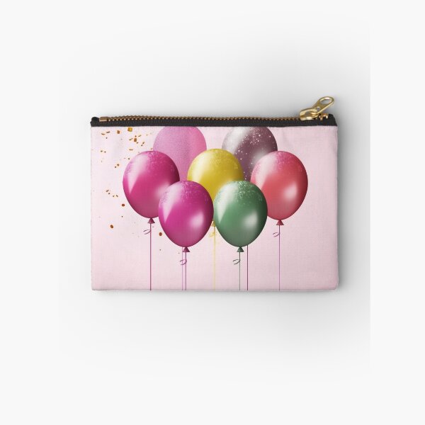 Item preview, Set of multicolored metallic glossy colors balloons with strings with sparkles on the background. For birthdays, parties, weddings or promotion banners or posters. Vivid and realistic illustration designed and sold by anytka.