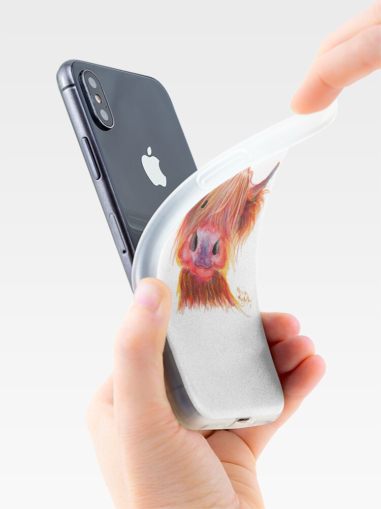 Alternate view of Scottish Highland Hairy Cow ' CHILLI CHOPS ' by Shirley MacArthur iPhone Case & Cover
