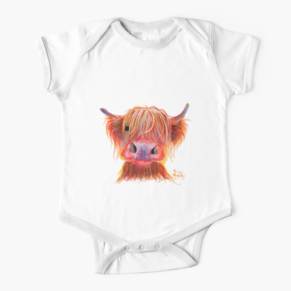 Scottish Highland Hairy Cow ' CHILLI CHOPS ' by Shirley MacArthur Baby One-Piece