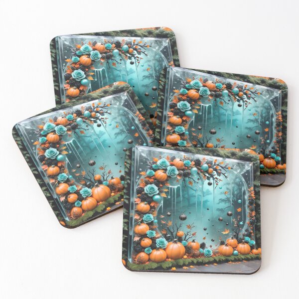 Item preview, Clear Wall Of Light Blue Roses And Pumpkins Embedded Inside  designed and sold by Melantari Vizuns.