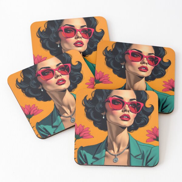 Item preview, Retro Glamour Portrait: Hot Pink & Teal designed and sold by Working-Woman.